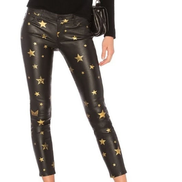 RTA Pants - RTA Prince Leather in Gold Star